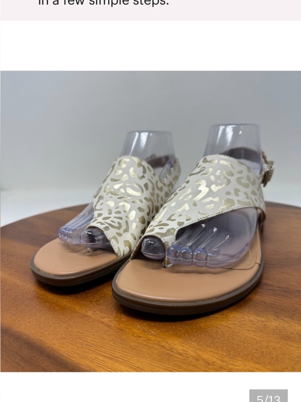 Vionic‎ Ella Leather Thong Sandals White Leopard Size 8